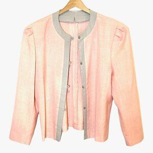 Vintage 90s Powder Pink and Gray Light Weight Coquette Button Blazer Size Medium